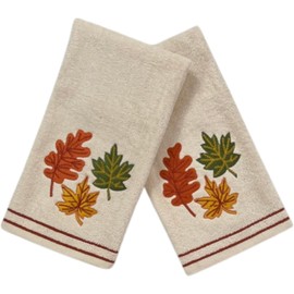 Fall Leaves Hand Bathroom Towel Set, 100% Cotton, 16 x 25 inches, Set of 2