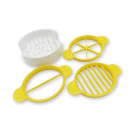Egg Slicer, 3 Slicing Styles for Hard Boiled Eggs and Soft fruits Like Kiwi, Egg Cutter With Sharp Plastic Blades, Heat Resistance 158℉, BPA Free, Dishwasher Safe