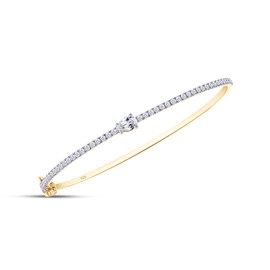 SAVEARTH DIAMONDS 1 Carat Pear & Round Cut Lab Created Moissanite Diamond Tennis Bangle Bracelet For Women In 14K Yellow Gold Over Sterling Silver Size : 7 Inch,(VVS1 Clarity, 1.00Cttw)