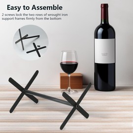 ohoniss Tabletop Freestanding Wine Rack，Small Metallic Black Countertop Bottle Holder for Wine champagne Storage，Single Bin Organization fit seamlessly into your kitchen and home decor(4pcs,black)