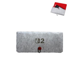 yystao Hülle für Switch 2, Filzaufbewahrungsbeutel, Elektronik-Zubehör-Organisator, schlanker Reisebeutel, kompatibel mit Switch 2, stoß- und fallfest, hellgrau