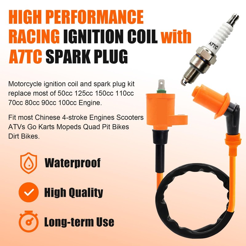 CQSPMOTO High Performance GY6 Racing Ignition Coil A7TC Electrode Spark