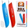 REXBETI 2 Pack Utility Knife with Extra Blades, 2 Color