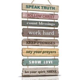 KAIRNE Set of 8 Inspirational Quotes Wall Art,Bible Verse Wood Sign,Christian Wall Art,Motivational Phrase Wall Sign,Inspirational Words Plaque for Living Room,Positive Hanging Sign for Bedroom Decor