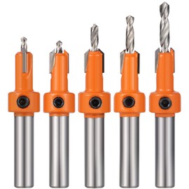 Heyu-Lotus 5 Pcs HSS Countersink Drill Bit Set, Woodworking Chamfer Screws Hole Drills Bit for Wood Drilling, Plastic, Drilling Holes