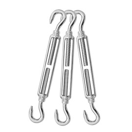 Jamiikury 3PCS M8 Hook & Hook Turnbuckle 304 Stainless Steel Turnbuckle Wire Rope Tension Heavy Duty Turnbuckles for Cable Railing Wire Rope Hardware Kit (M8, Hook & Hook)
