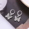 Just Follow Rhinestone Butterfly Drop Gold Hoop Earrings - 9mm,