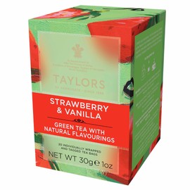 Taylors of Harrogate Strawberry & Vanilla, Green Tea, Individually Wrapped Bags, 20 Count (Pack of 1), Smooth, Juicy and Sweet, Caffeinated, Enjoy Hot or Iced, 20 Teabags