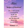 Alec "Helper of Mankind" Keepsake Name Meaning Card with Bible Verse