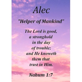 Alec "Helper of Mankind" Keepsake Name Meaning Card with Bible Verse