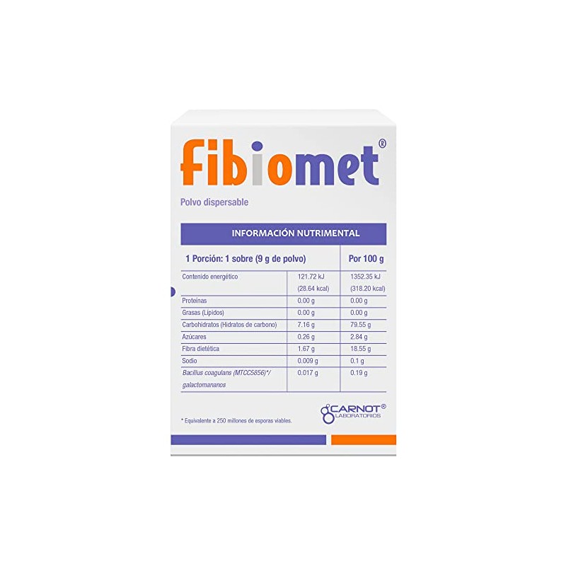 CARNOT Fibiomet Probiótico y Prebiótico Sabor Naranja 10 sobres 9g