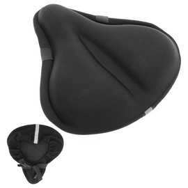 BULLSPANN Bicycle Saddle Cover, Cushion, Super Thick, Painless, Saddle, Comfortable to Sit, Shock Absorption, Wide Type, Seat Cover, Padded, Reflective Marks, Mamachari, Exercise Bike, Black