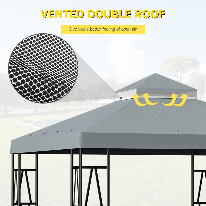 9.8'x9.8' Replacement Canopy Top Cover Only for Gazebo, Double Tiered