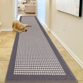 Ileading Hallway Runner Rug 2'x10' Heavy-Duty Durable Entryway Floor Mat with Non Slip Rubber Backing for Busy Traffic Extended Indoor Doormat Machine Washable Grey Kitchen Throw Rug for Corridor