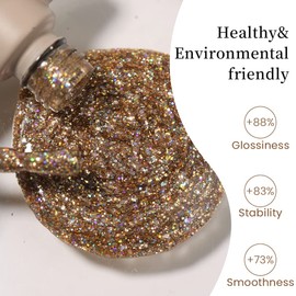 MAYCHAO 15ML Champagne Glitter Gel Nail Polish 1Pc Champagne Gel Polish Soak Off UV LED Nail Polish Nail Art Starter Manicure Salon DIY at Home, 0.5 OZ