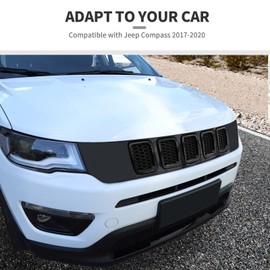 Compatible with Jeep Compass 2017-2020, 7PCS Mesh Grille Inserts Grill Cover Trim (Black)