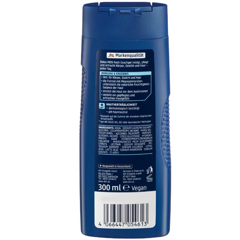 Balea Men Shower Gel Fresh * 3-in-1 Body Face Hair