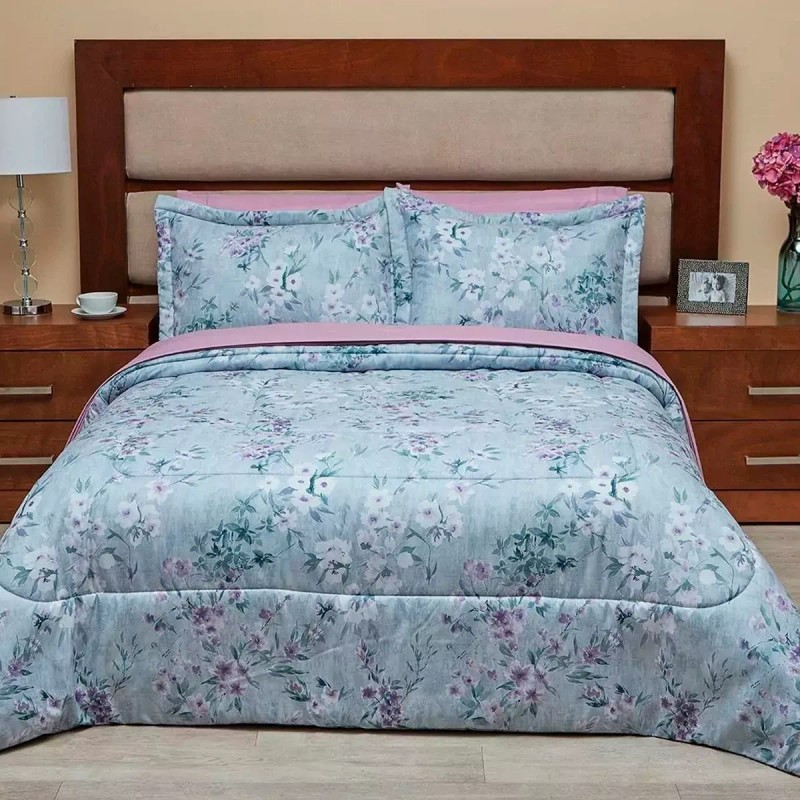 Elefantito Edredon King Size 2 Vistas Greta Gris Floral Envio