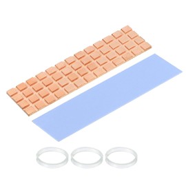 sourcing map Copper Heatsink 70x20x1.5mm with Thermal Pad and Rubber Ring for M.2 SSD Memory, PC, Laptop Cooler 1 Set
