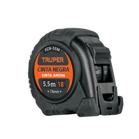 Truper FCN-55M, Flexómetro contra impactos 5.5 m, Cinta Negra 25 mm