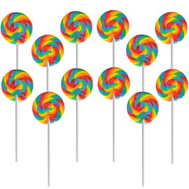 Rainbow Swirl Lollipop, Mixed Fruit Flavor, Individually Wrapped, 3" Inch Sucker (12-Pack)