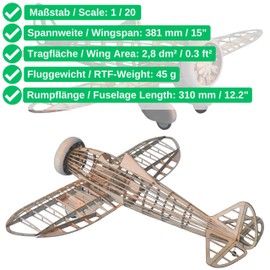 P-26A Peashooter Slow Flyer Model Plane Kit, 1:20 Scale, 381 mm Wingspan, RC Aircraft Model Building Kit, Model Aeroplane to Build Yourself, Lasered Wood Components, 381 x 310 x 130 mm, 45 g RTF