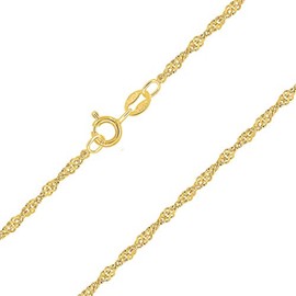 PLANETYS - Singapore Chain 925 Sterling Silver 18 Carat Gold-Plated Chain - Necklace - 2 mm Wide Various Lengths: 40-45-50-55-60-65-70 cm, Sterling Silver