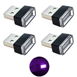 QKWL 4PCS Car Interior Mood Lighting, Ambient Lighting Car, USB Light, USB Led, Durable, Lightweight and Convenient, Suitable for All Devices with USB Ports (Purple)