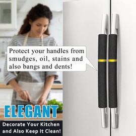 ELCOOR Refrigerator Handle Covers, 5PCS, Safeguard Your Kitchen and Appliances and Keep Them Clear of Grease, Stains etc. Upgrade Your Kitchen Decor with Original Design,Timesaver!(Black/Gold)
