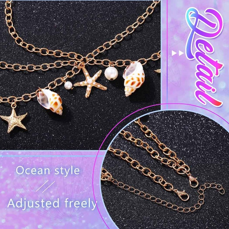 GORTIN Seashell Head Chain Gold Mermaid Headpiece Boho Beach Hair