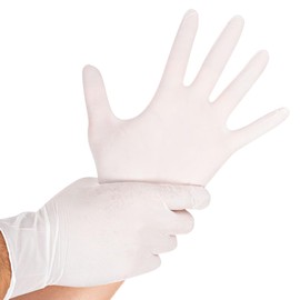 Franz Mensch Hygostar Safe Light Nitrile Gloves, Powder-Free, White, 8/M, 24 cm, Pack of 100, Disposable Gloves, Available in Sizes XS, S, M, L, XL and XXL