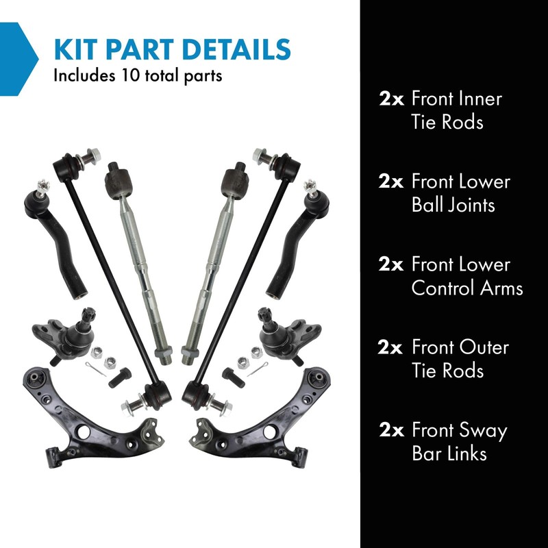 TRQ Front Steering & Suspension Kit Compatible with 2016-2022 Toyota