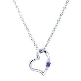 Sears e1491-s Natural Diamond and Birthstone Women’s Necklace, Love Heart Necklace