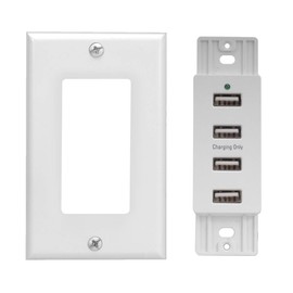 Magnadyne Wall Mount USB-A Charging Ports for RV & Vehicle Use, Includes Wall Plate (White)