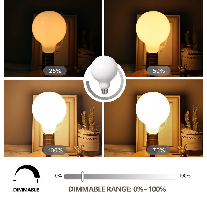 3Pack G30 LED Globe Light Bulbs 2700K Soft Light, 5.5W
