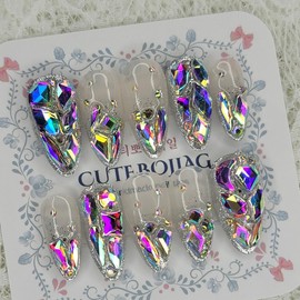 AB Full Stone Gra Handmade Nail Tip Pedi Tip - Paddy B / AB 풀스톤그라 수제네일팁페디팁 - 패디B