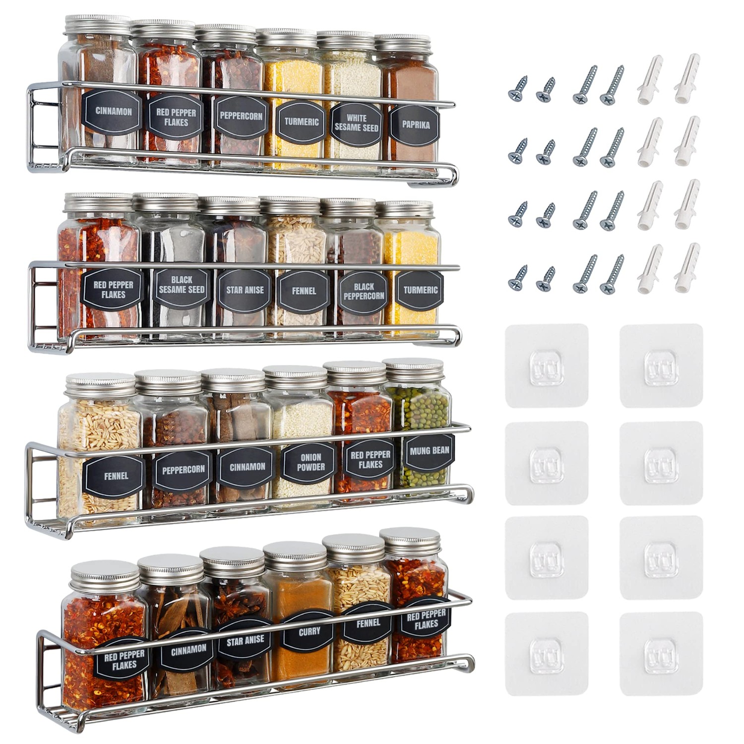 Ultimate Hostess Spice Rack Wall Mounted 4 Tier – Space-Saving Kitchen ...