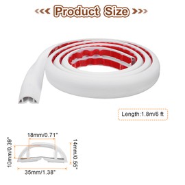 HARFINGTON 6ft Cord Cover Floor W0.71 x H0.39 Inner Channel PVC Hide Extension Cable Floor Wire Hider Wire Covers Protector for Prevent Cable Trips Cables Management, White