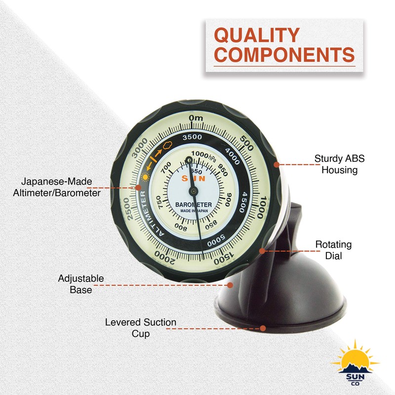 Sun Company AltiPort - Dashboard/Windshield Altimeter and Barometer | Altimeter