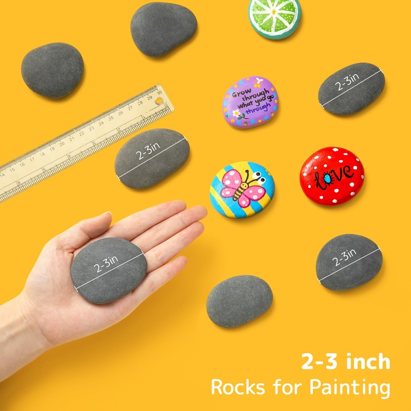 Simetufy 45 Pcs Painting Rocks Bulk, 2"-3" River Rocks for