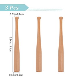 GORGECRAFT 3PCS Natural Wood Baseball Bat Mini Baseball Bats Tiny Baseball Bat Beads Baseball Stand Display Holder Home Display Decorations for Keychain Accessories Action Figures Diy Craft Projects