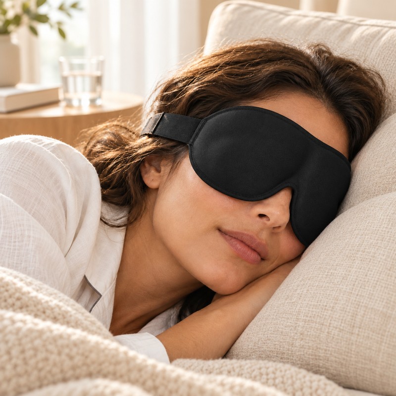 3D Contoured Sleep Mask – Light-Blocking Eye Mask for Sleeping