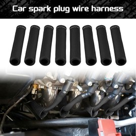 JUSTTOP 8PCS Spark Plug Wire Heat Shield Sleeve 2500°Spark Plug Heat Shield Sleeve,6 Inch Spark Plug Heat Sleeve Protection Cover Replacement for LS1/LS2 SBC BBC 350 454(Black)