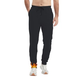 Idtswch 34" Inseam Long Inseam Mens Tall Sweatpants Fleece-Line Extra Long Joggers Pant with Zip Pockets Black
