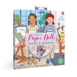 eeBoo: Musician and Artist Paper Doll Reusable Set, Comes with a 2 Sided Stand-up Scene, Heavy Duty Board, Perfect for Ages 5 and up