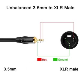 3.5mm to XLR Cable, 3.3FT XLR to 3.5mm Unbalanced 1/8 inch Mini Jack Stereo to XLR Male Cord Adapter Mono Audio Cord for Cell Phone, Laptop, Speaker, Mixer