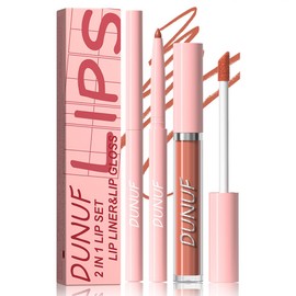 Fexblz Matte Liquid Lipstick and Lip Liner Set, Non-Stick Cup Not Fade,Velvety Liquid Lipstick Long Lasting Waterproof Nude Lip Gloss for Girls and Women (Set #3)