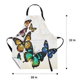 Britimes Watercolor Butterfly Animal Blossom Apron Home Kitchen Cooking Baking Gardening for Women Men with Pockets 32x28 inch