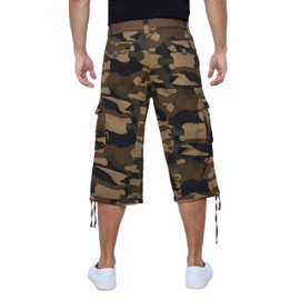 X RAY Men's Belted Long Cargo Shorts for Men, Below Knee Length Mens Cargo Shorts, 3/4 Pants (Big and Tall Shorts for Men) Brown CAMO 42
