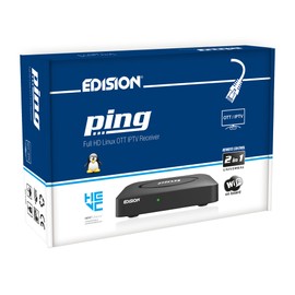 EDISION Ping OTT LINUX Receiver H265/HEVC Black, Stalker, Xtream, WebTV, Media Player, Wi-Fi on Board, USB, HDMI, LAN, Remote Control 2-in-1